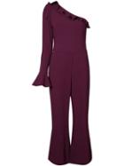 Elie Saab Asymmetric Ruffle Jumpsuit, Women's, Size: 38, Pink/purple, Silk/rayon/acetate/spandex/elastane