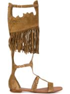 Ash Fringed Strappy Margot Gladiator Sandals, Women's, Size: 38, Brown, Leather/suede