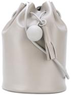Drawstring Bag - Women - Leather - One Size, Grey, Leather, Building Block