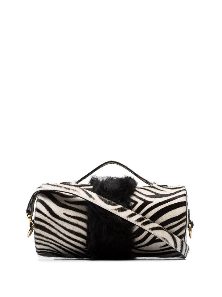 Tara Zadeh Cyrus Zebra Print Shoulder Bag - Black