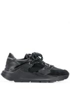 Leather Crown Panelled Leather Sneakers - Black