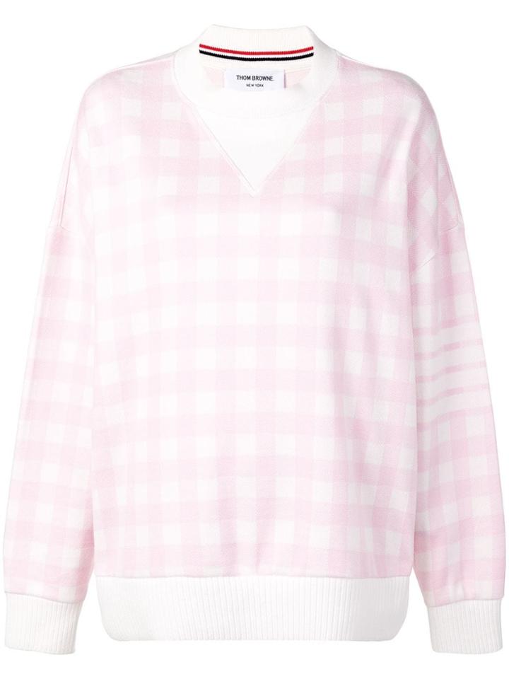 Thom Browne 4-bar Gingham Oversized Sweatshirt - Pink