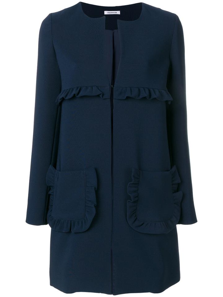 P.a.r.o.s.h. Straight-fit Ruffle Coat - Blue