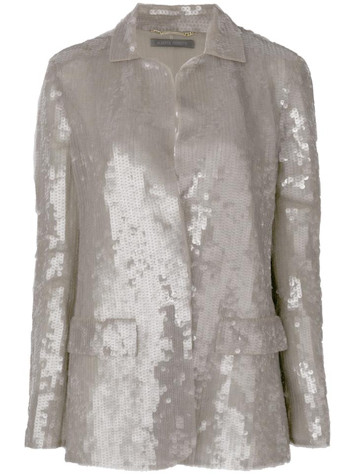 Alberta Ferretti Sequin Embellished Jacket - Metallic