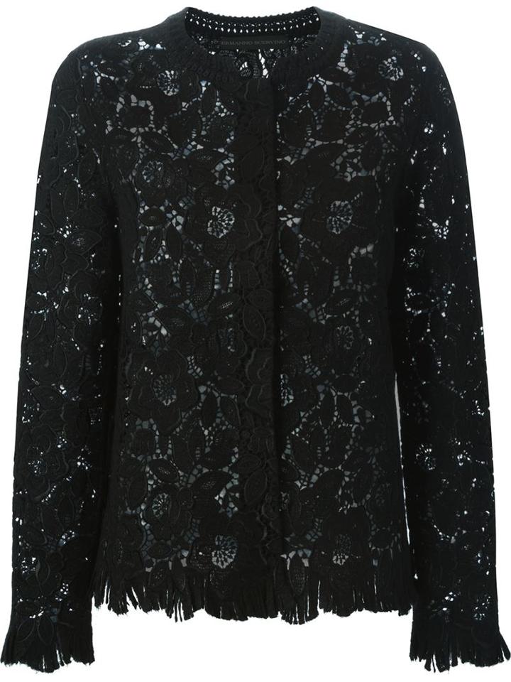 Ermanno Scervino Embroidered Lace Blazer, Women's, Size: 42, Black, Polyester/acetate/viscose/wool