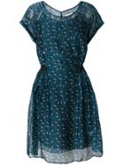 Cotélac Printed Gathered Waist Dress - Blue
