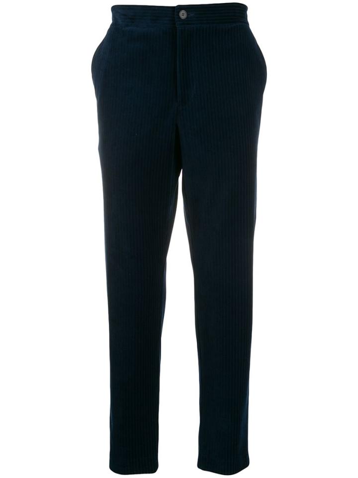Harris Wharf London Ribbed Straight-leg Trousers - Blue