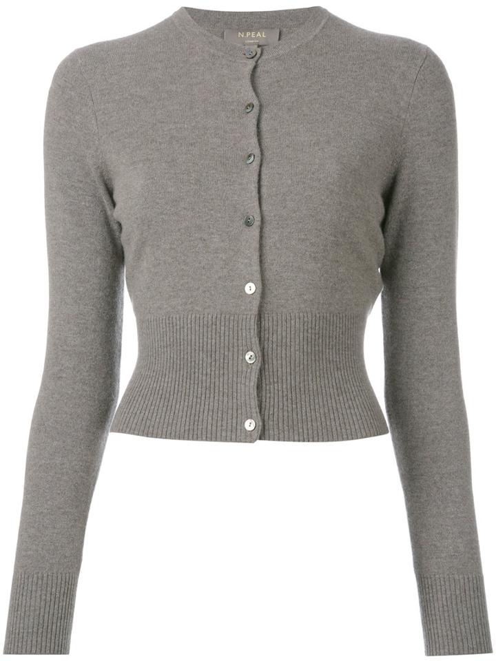 N.peal Cropped Cardigan, Women's, Size: Large, Grey, Cashmere