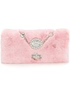 Miu Miu Embellished Fur Clutch Bag - Pink & Purple