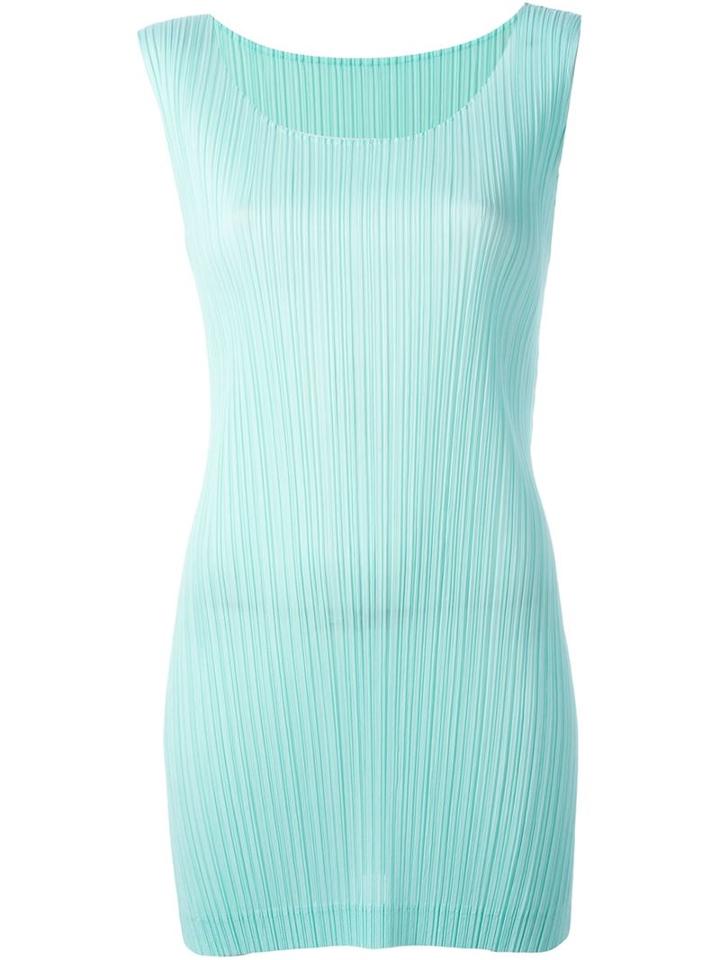 Pleats Please By Issey Miyake Long Pleated Top, Women's, Size: 4, Blue, Polyester