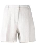 Michael Michael Kors - Pinstripe Shorts - Women - Linen/flax - 8, Women's, Nude/neutrals, Linen/flax