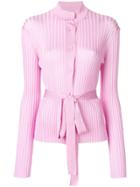 Emilio Pucci Belted Ribbed-knit Cardigan - Pink & Purple
