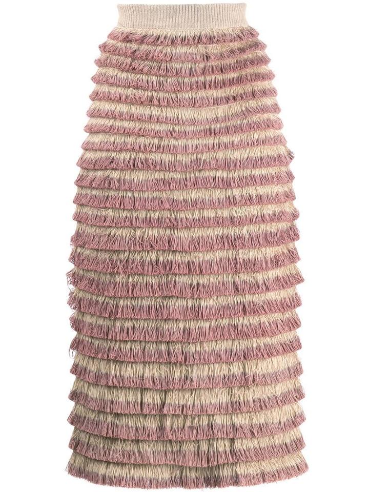 Burberry Pre-owned 2000's Fringed Skirt - Neutrals