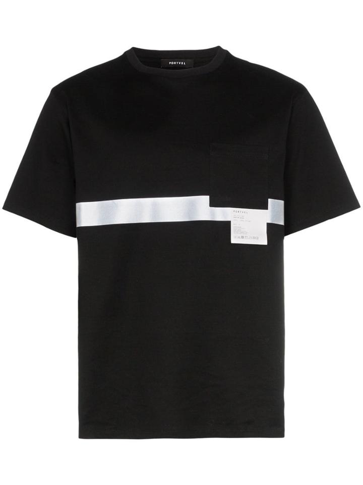 Portvel Metallic Stripe T-shirt - Black