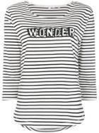 Chinti & Parker Slogan Striped Fitted Top - White