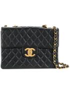 Chanel Vintage Jumbo Quilted Cc Double Chain Bag - Black
