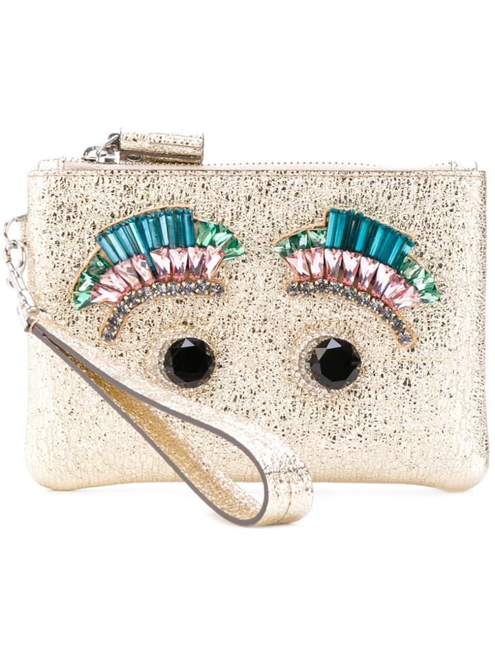 Anya Hindmarch Embellished 'eyes' Clutch - Metallic