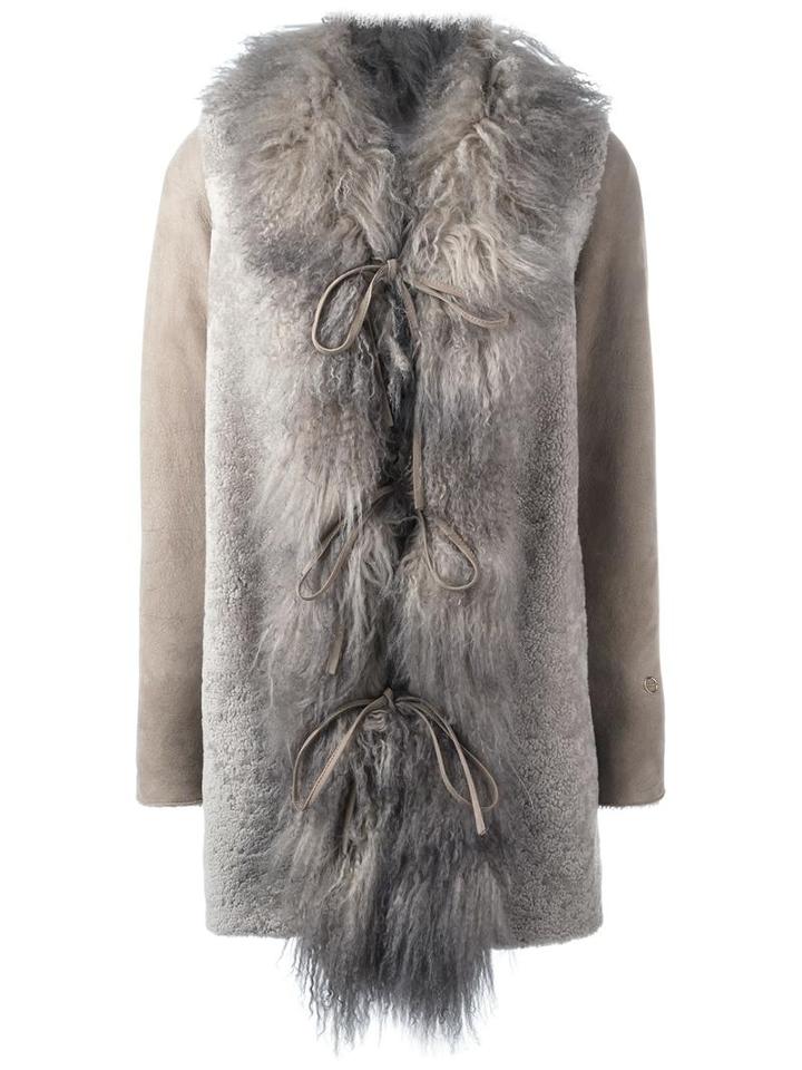 Borbonese Midi Fur Coat, Women's, Size: 42, Nude/neutrals, Lamb Fur/sheep Skin/shearling/viscose