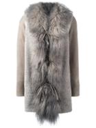 Borbonese Midi Fur Coat, Women's, Size: 42, Nude/neutrals, Lamb Fur/sheep Skin/shearling/viscose