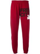 Freecity Logo Print Sweatpants, Women's, Size: Small, Red, Cotton