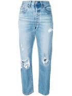Levi's High-waisted Ripped Straight Jeans - Blue