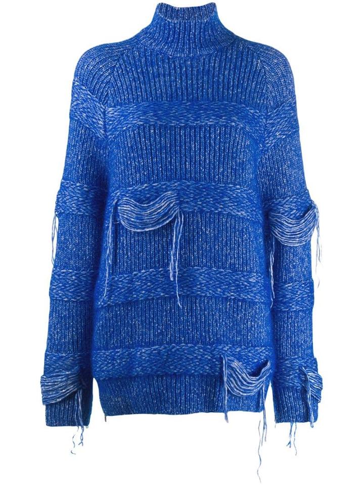 Mrz Distressed Chunky Knit Sweater - Blue