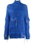 Mrz Distressed Chunky Knit Sweater - Blue
