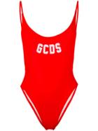 Gcds - Logo Scoop Back Swimsuit - Women - Polyamide/spandex/elastane - M, Red, Polyamide/spandex/elastane