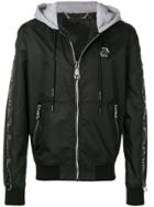 Philipp Plein Contrast Hood Bomber Jacket - Black