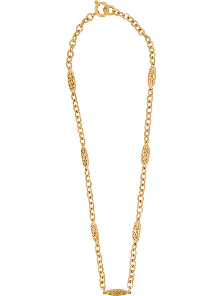 Chanel Vintage Cutout Twisted Long Necklace - Metallic