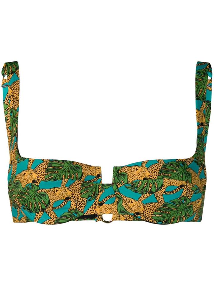 Reina Olga Jungle Print Bikini Top - Blue