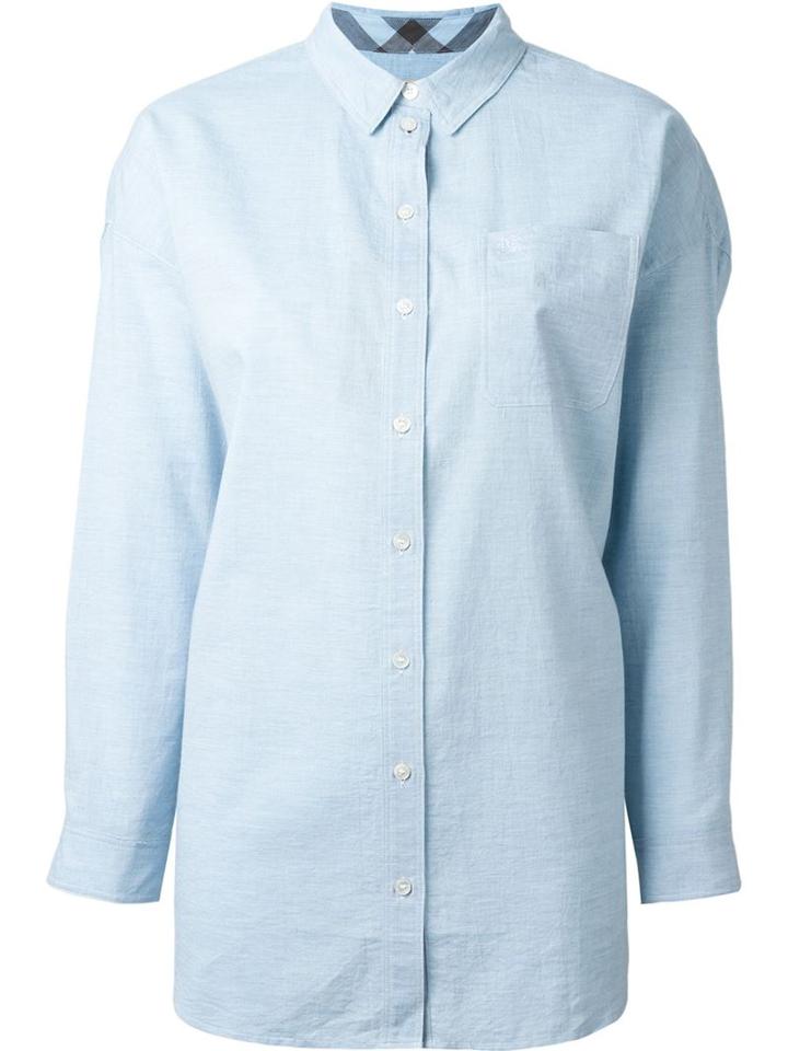Burberry Brit Button Down Shirt, Women's, Size: L, Blue, Cotton