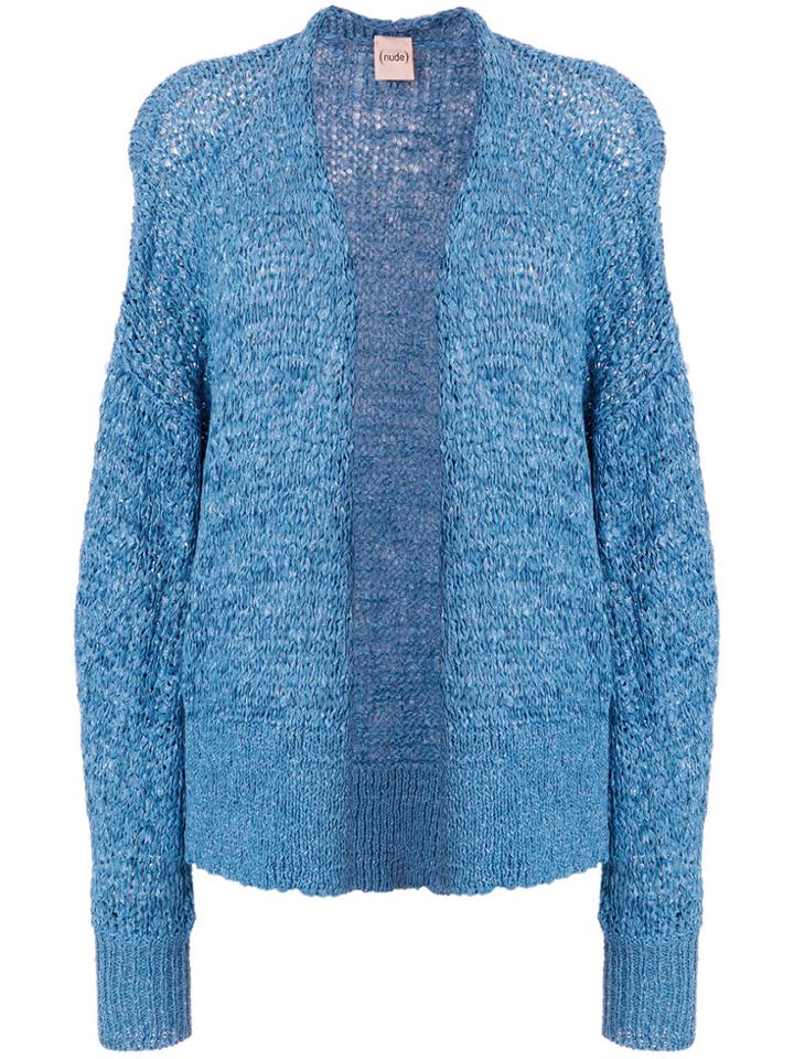 Nude Chunky Knit Cardi-coat - Blue