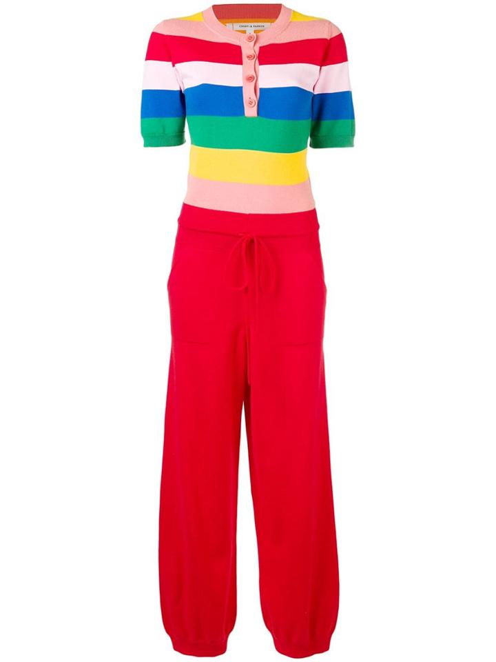 Chinti & Parker Short-sleeve Striped All-in-one - Red