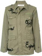 Tu Es Mon Trésor Ribbon Message Field Jacket - Green