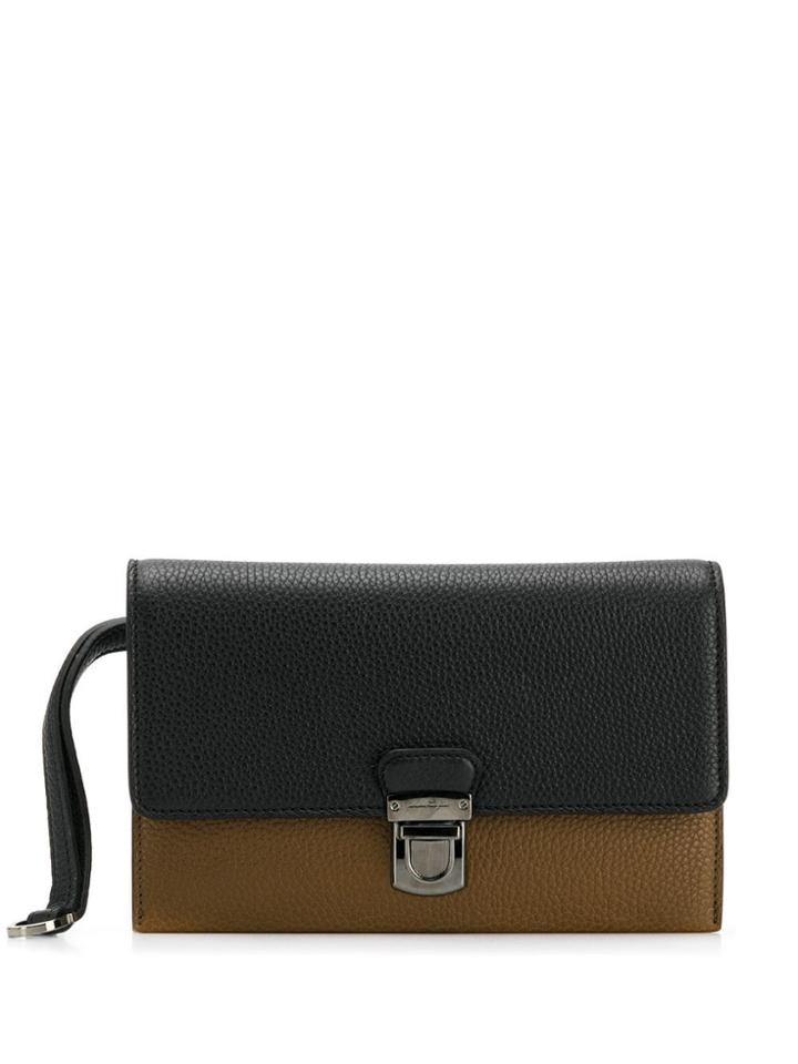 Salvatore Ferragamo Two Tone Clutch - Black
