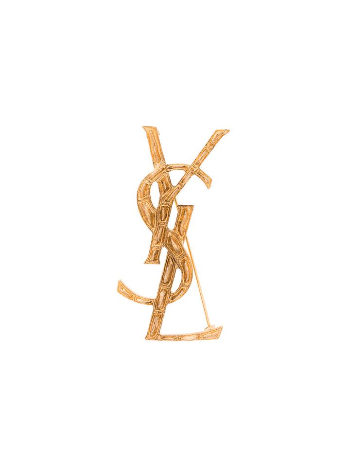 Saint Laurent Opyum Ysl Crococile Brooch - Metallic