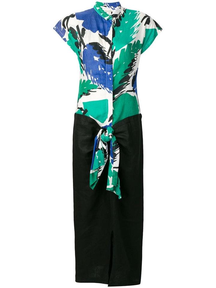 Versace Pre-owned 1990's Leaf Print Tied Dress - Green