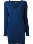 Twin-set V-neck Loose-fit Jumper, Women's, Size: Medium, Blue, Cotton/cashmere