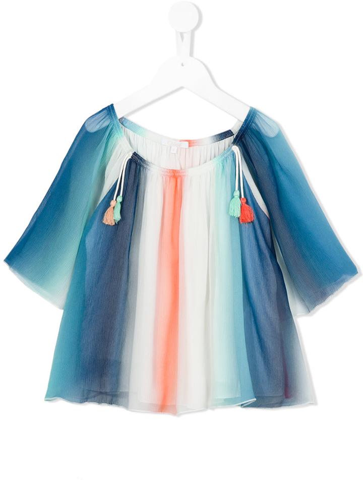 Chloé Kids Striped Tunic, Girl's, Size: 8 Yrs, Blue