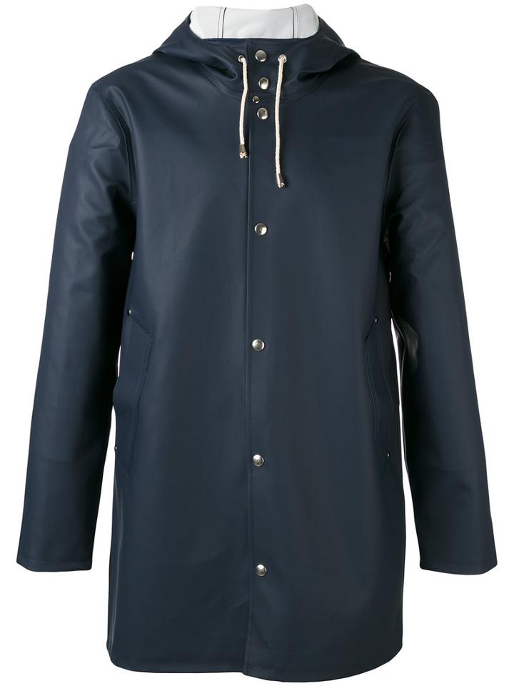 Stutterheim Hooded Raincoat, Men's, Size: Small, Blue, Cotton/polyester/pvc
