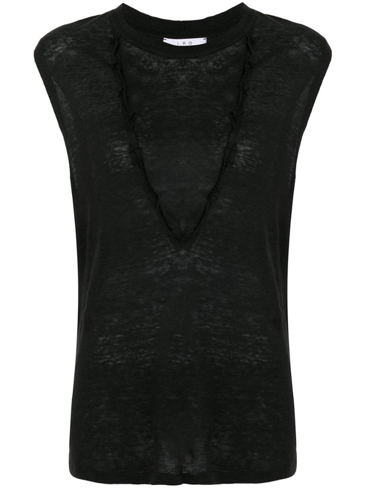 Iro V-stitch Long T-shirt - Black