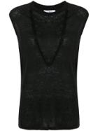 Iro V-stitch Long T-shirt - Black