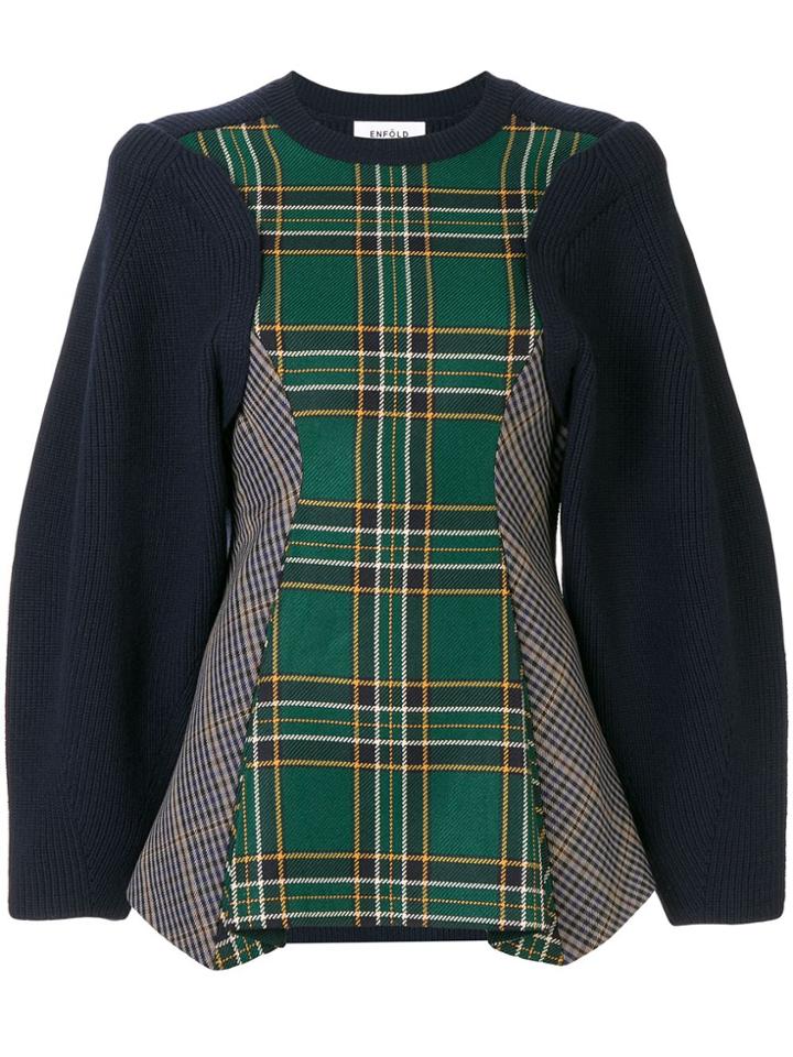 Enföld Check Panel Top - Green