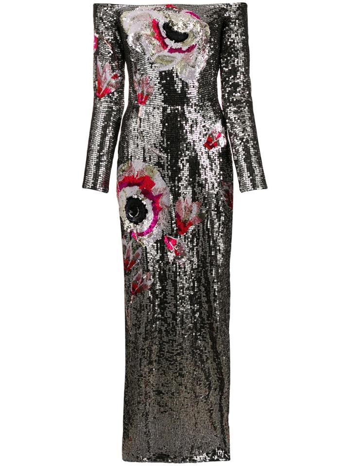 Temperley London Magnolia Off-the-shoulder Dress - Silver