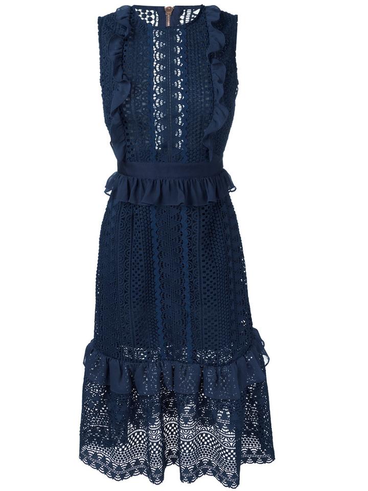 Perseverance London Lace Detail Dress, Women's, Size: 8, Blue, Polyester