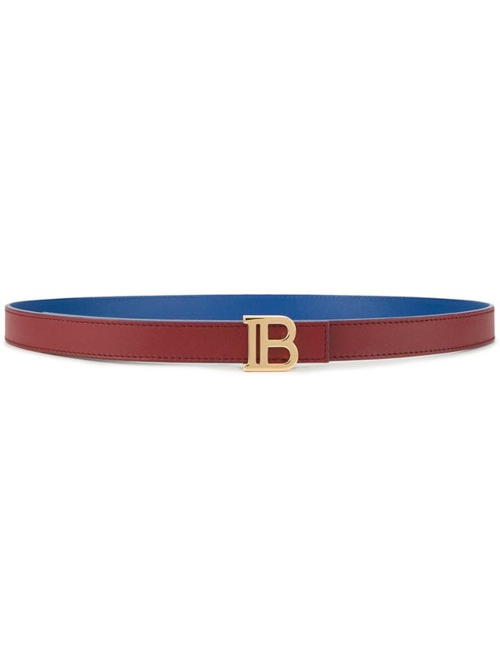 Balmain Logo Plaque Reversible Belt - Red
