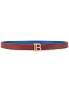 Balmain Logo Plaque Reversible Belt - Red