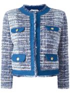 Pierre Balmain Tweed Jacket, Women's, Size: 40, Blue, Cotton/acrylic/polyamide/viscose