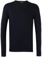 Zanone V-neck Pullover, Men's, Size: 50, Blue, Virgin Wool